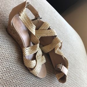 woven strapped wedges